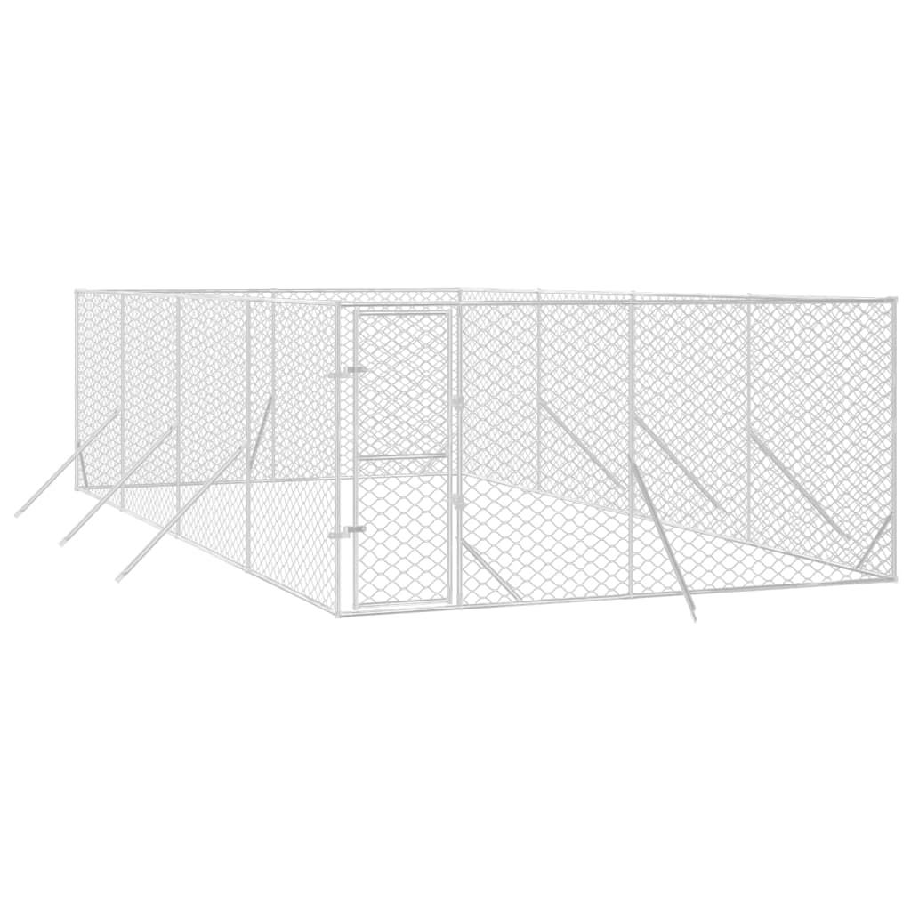 Hondenkennel voor buiten 4x16x2 m gegalvaniseerd staal zilver