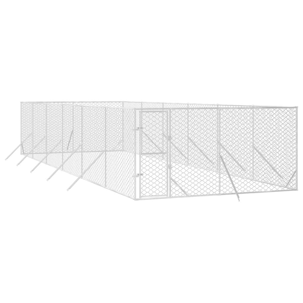 Hondenkennel voor buiten 4x16x2 m gegalvaniseerd staal zilver