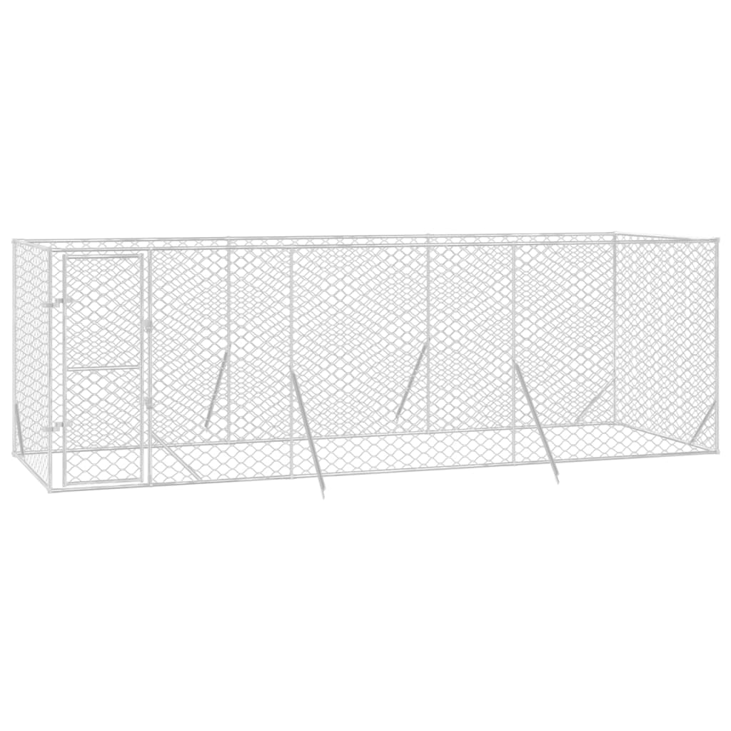 Hondenkennel voor buiten 4x16x2 m gegalvaniseerd staal zilver