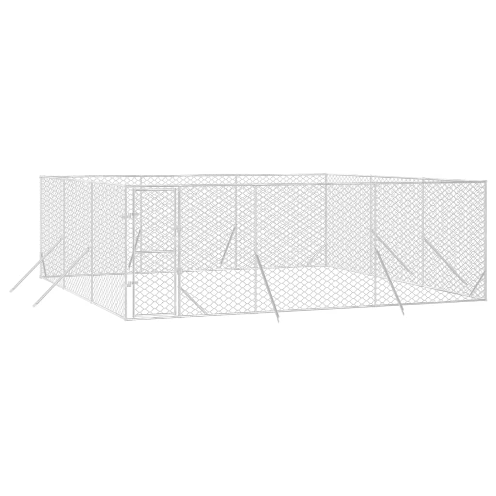 Hondenkennel voor buiten 4x16x2 m gegalvaniseerd staal zilver