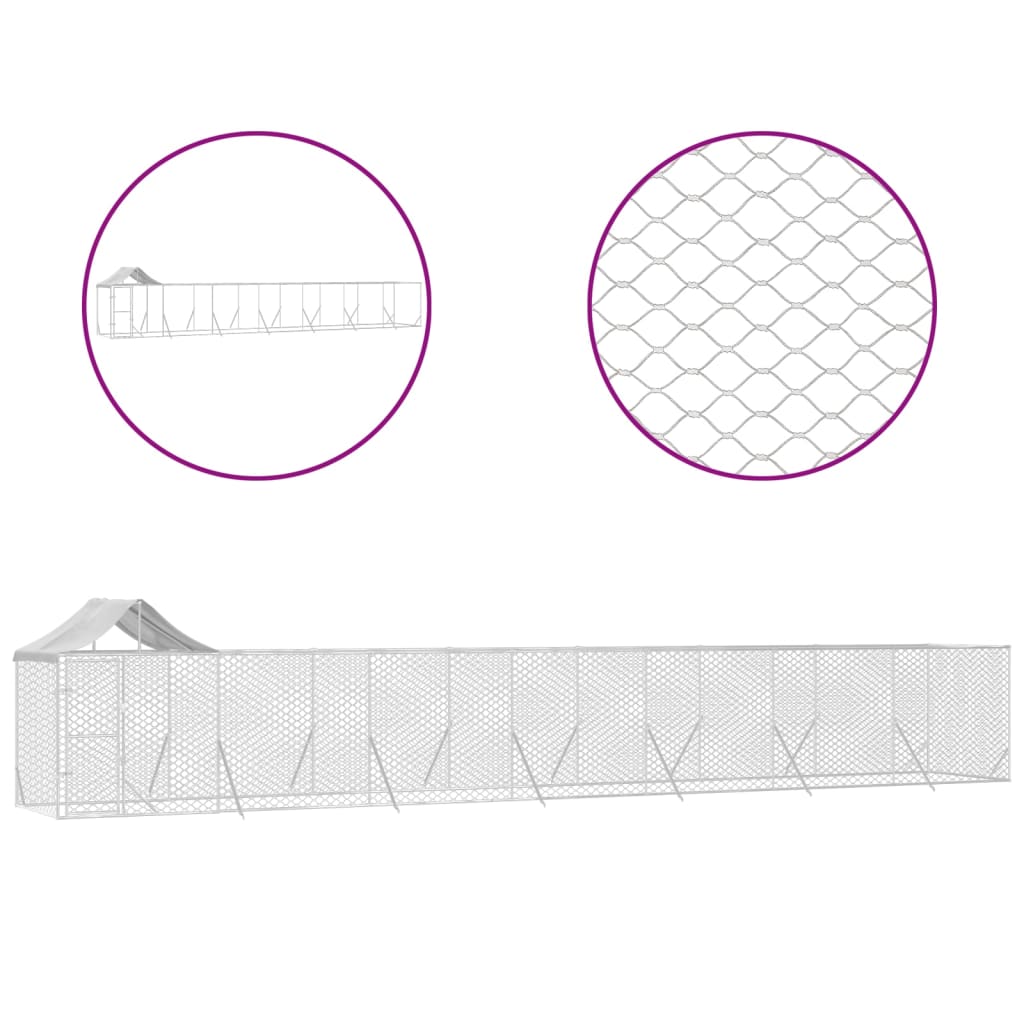 Hondenkennel met dak 2x2x2,5 m gegalvaniseerd staal zilver