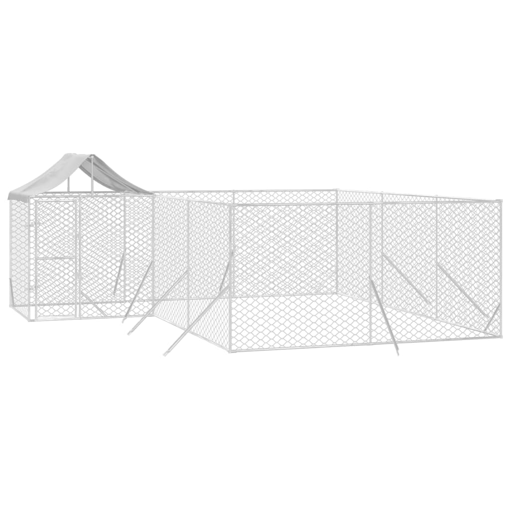 Hondenkennel met dak 10x6x2,5 m gegalvaniseerd staal zilver