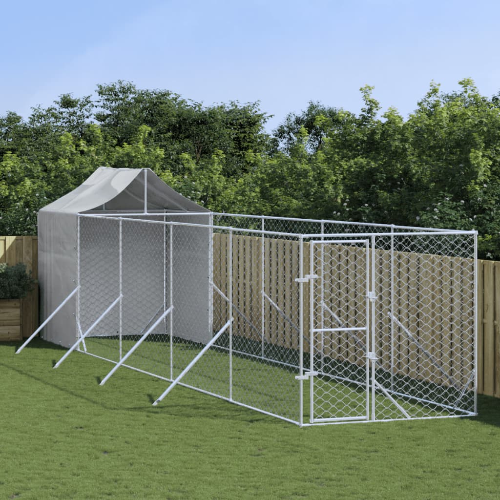 Hondenkennel met dak 2x6x2,5 m gegalvaniseerd staal zilverkleur