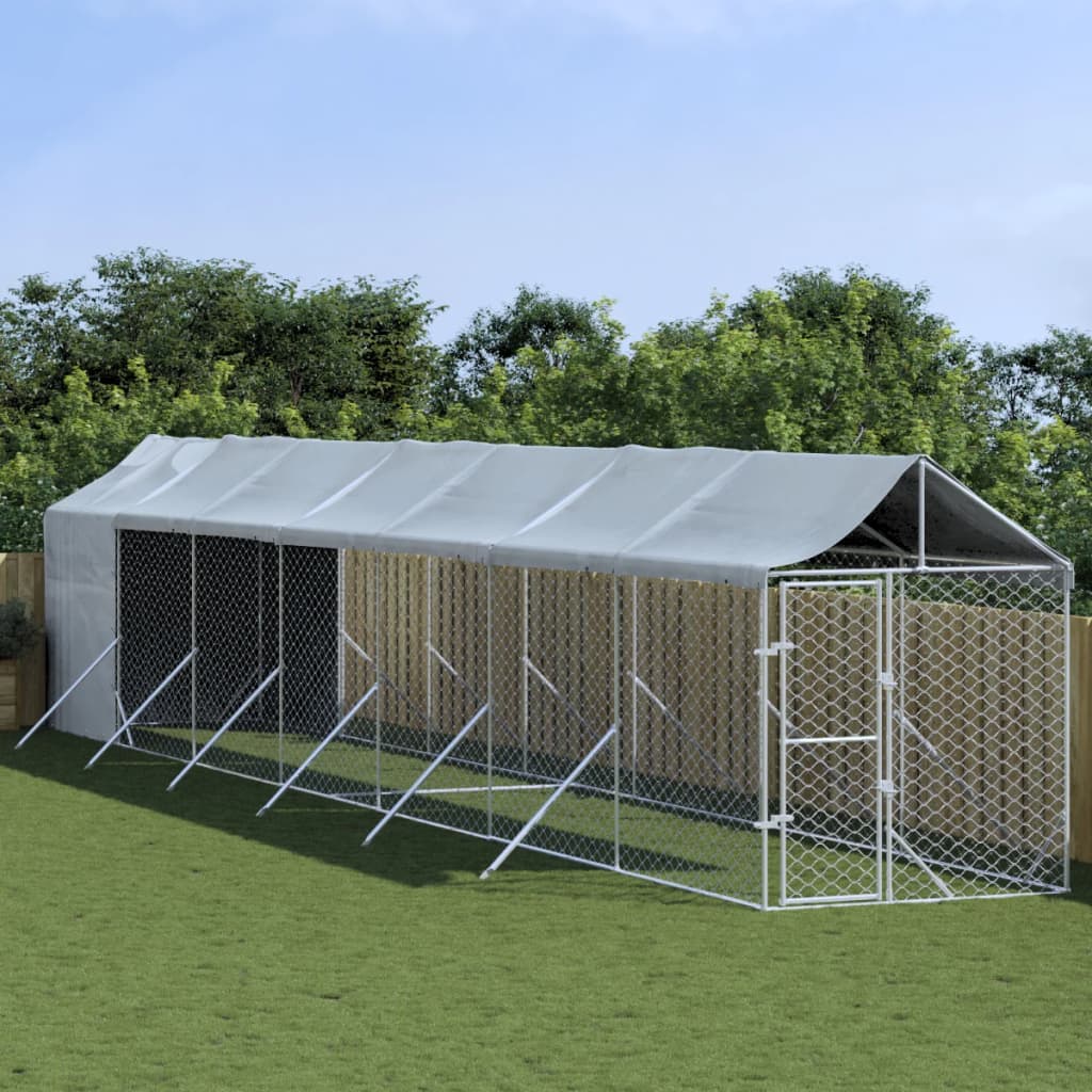 Hondenkennel met dak 2x6x2,5 m gegalvaniseerd staal zilverkleur