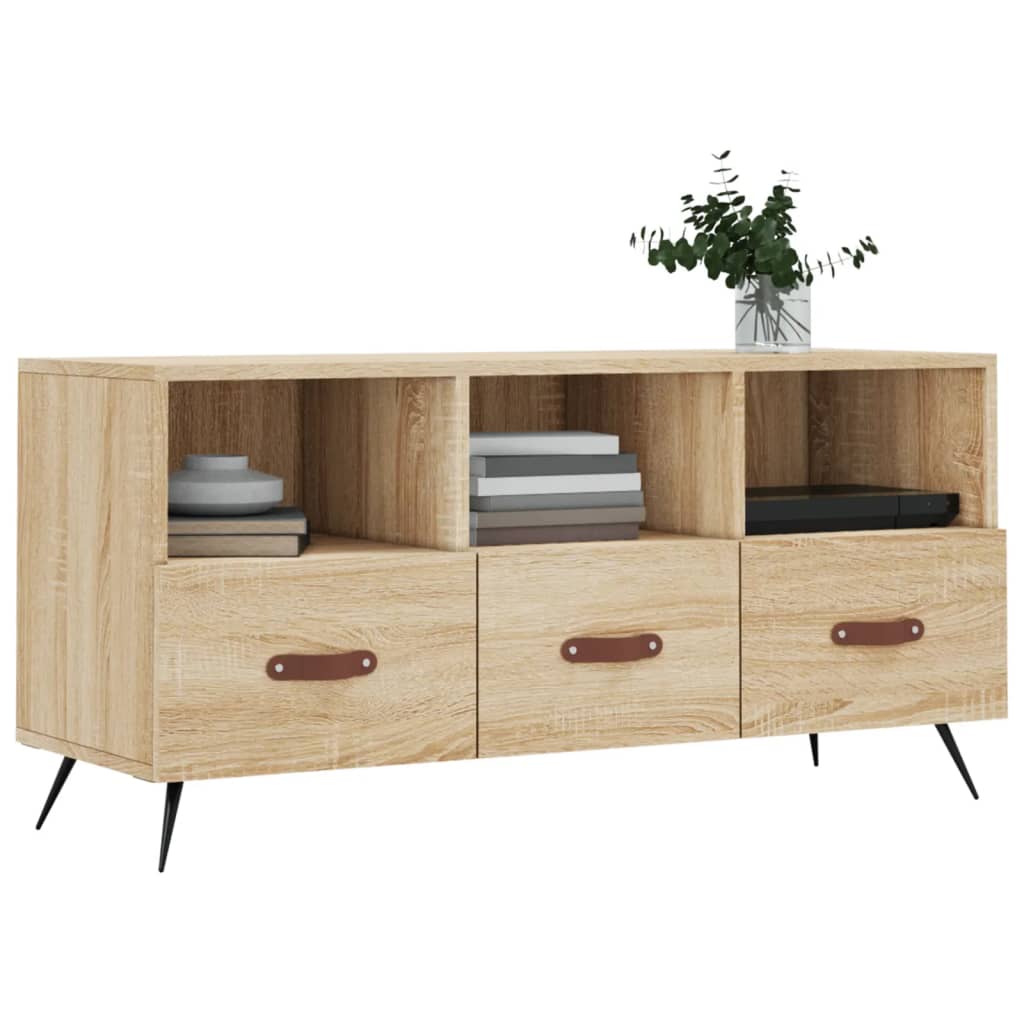 Tv-meubel 102x36x50 cm bewerkt hout bruin eikenkleur