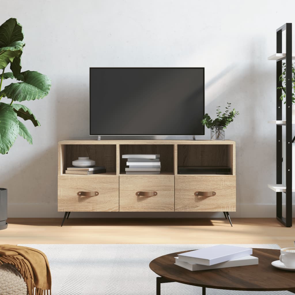 Meuble TV 102x36x50 cm finition bois couleur chêne marron