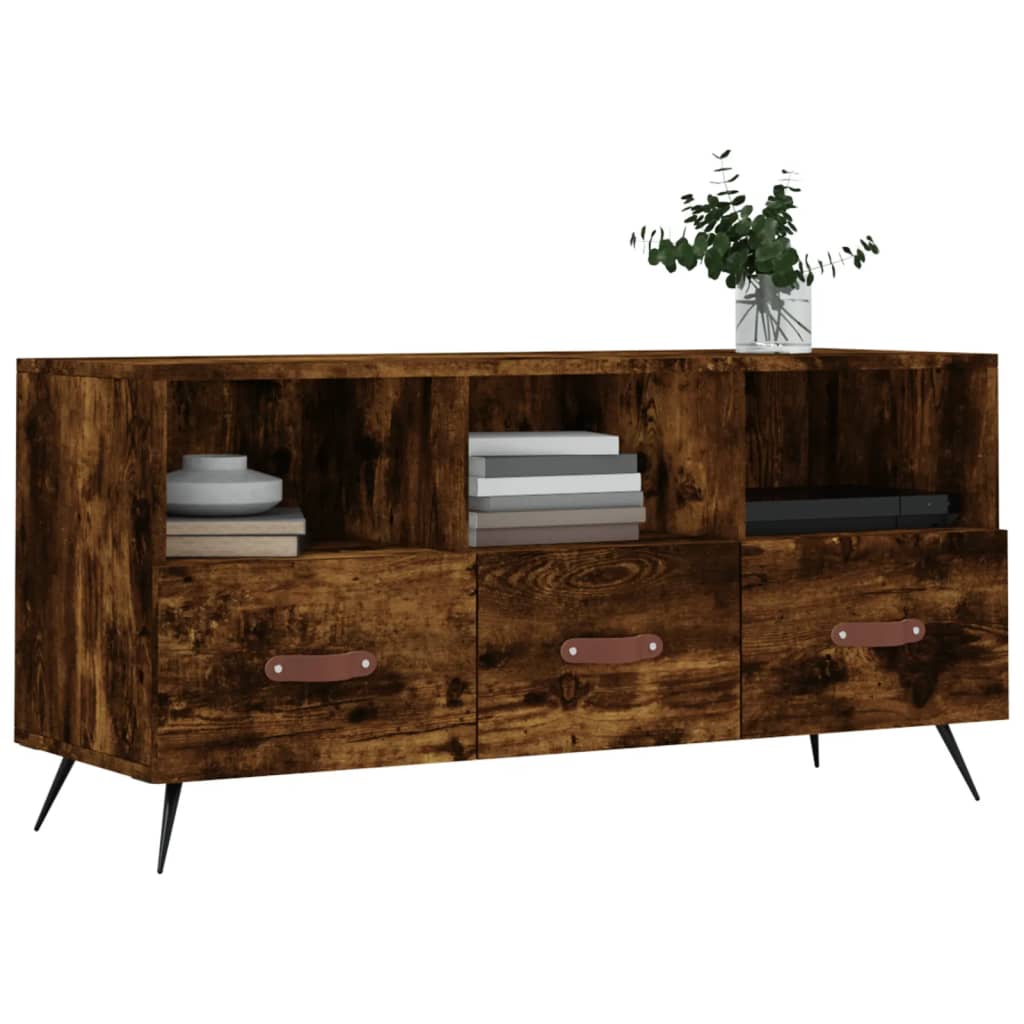 Meuble TV 102x36x50 cm finition bois couleur chêne marron