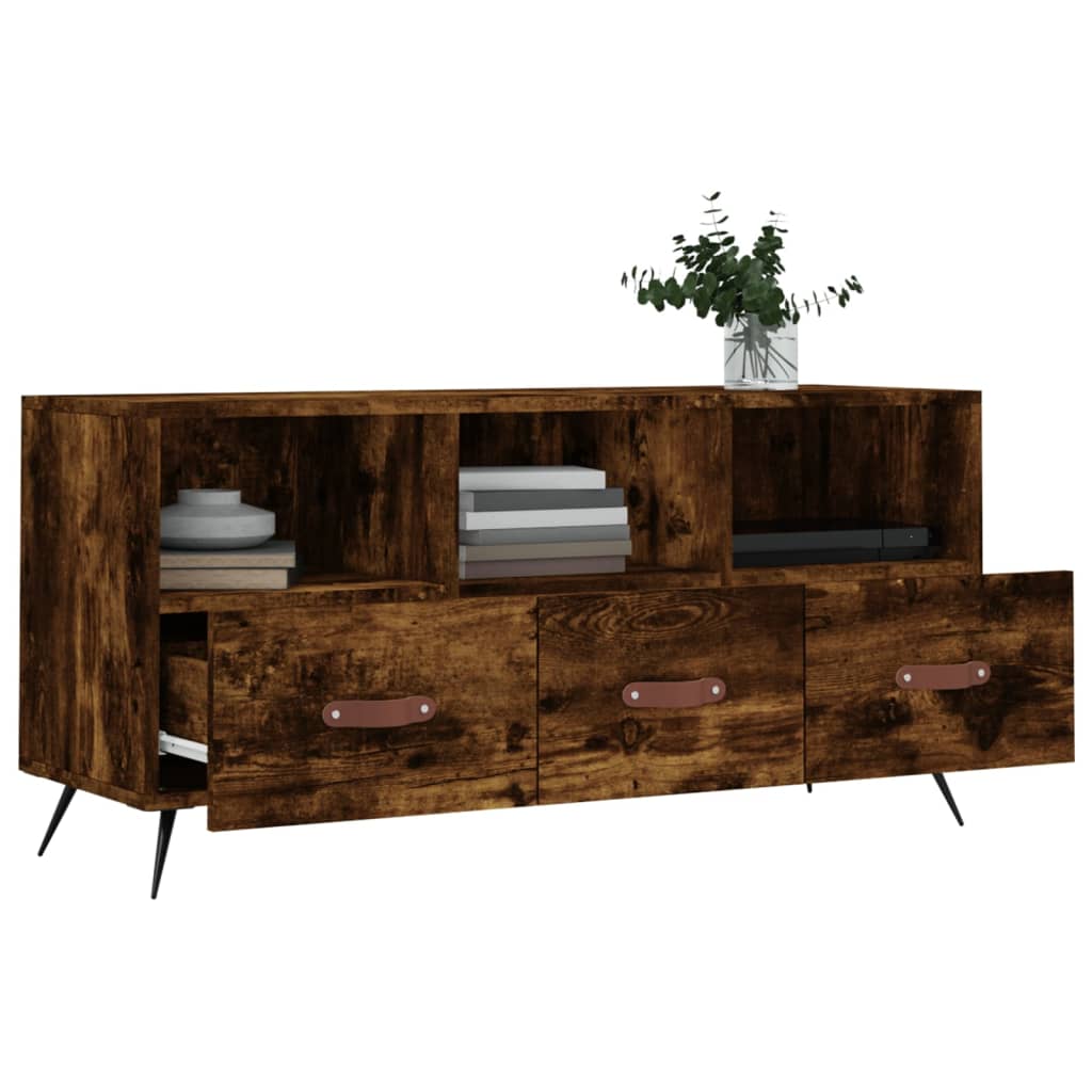 Meuble TV 102x36x50 cm finition bois couleur chêne marron