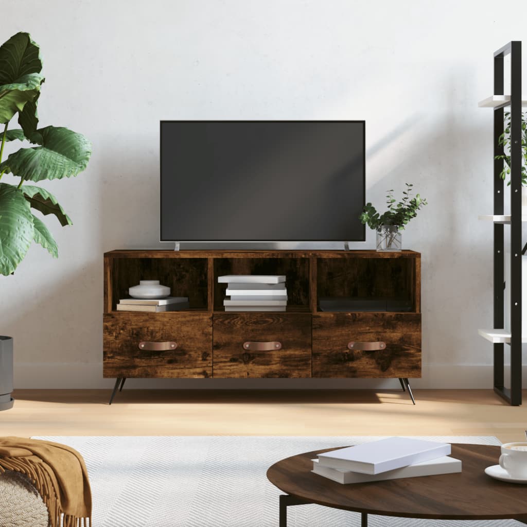 Meuble TV 102x36x50 cm finition bois couleur chêne marron