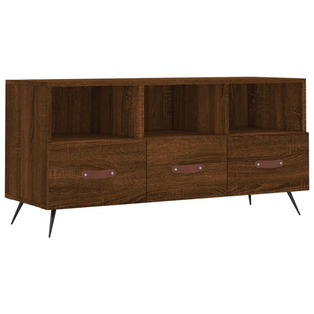 Meuble TV 102x36x50 cm finition bois couleur chêne marron