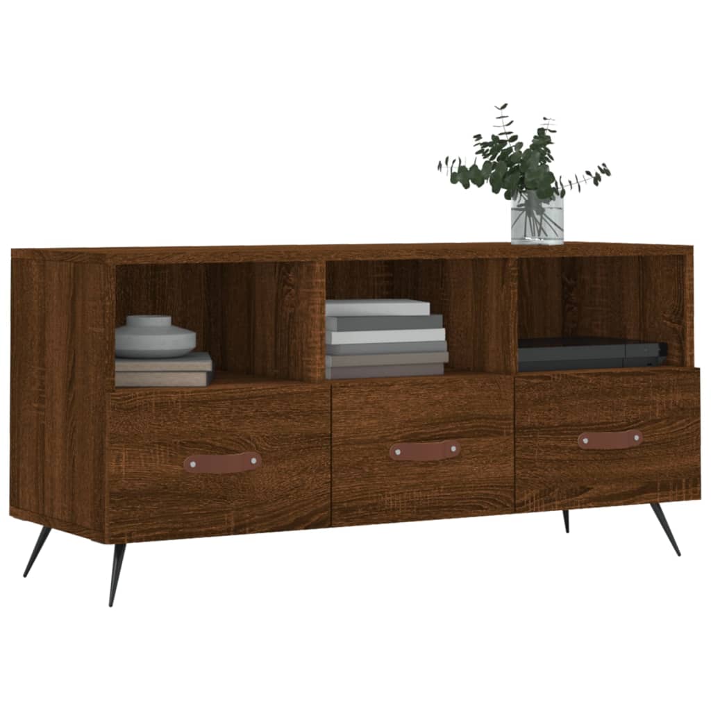 Meuble TV 102x36x50 cm finition bois couleur chêne marron