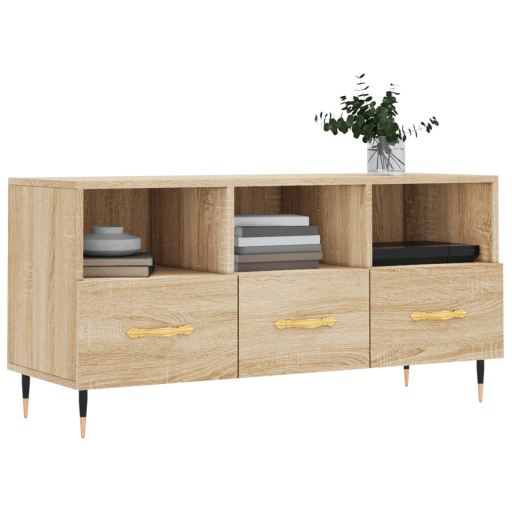 Meuble TV 102x36x50 cm en bois travaillé