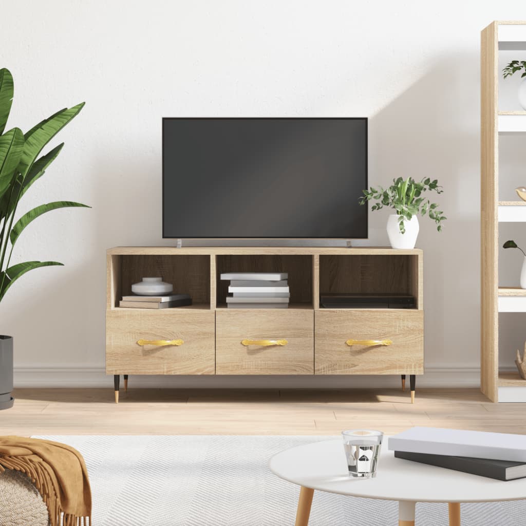 Meuble TV 102x36x50 cm en bois travaillé