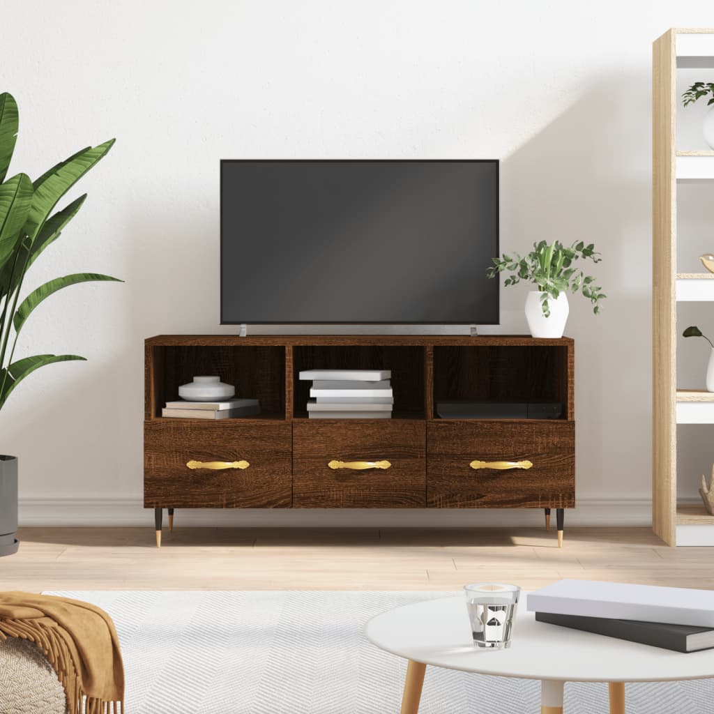 Meuble TV 102x36x50 cm en bois travaillé