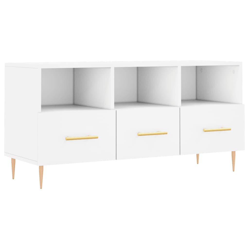 Meuble TV 102x36x50 cm ouvré en bois couleur chêne