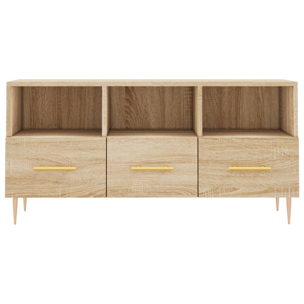 Meuble TV 102x36x50 cm ouvré en bois couleur chêne