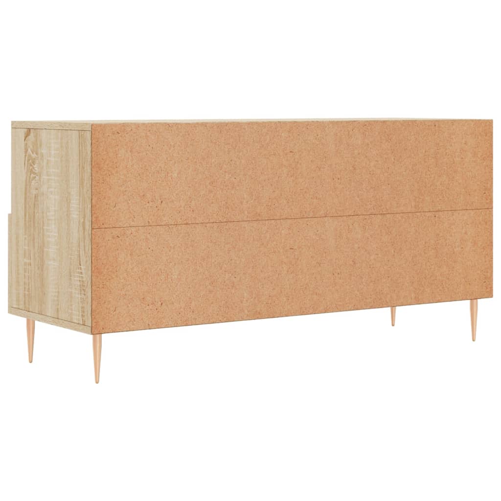 Meuble TV 102x36x50 cm ouvré en bois couleur chêne