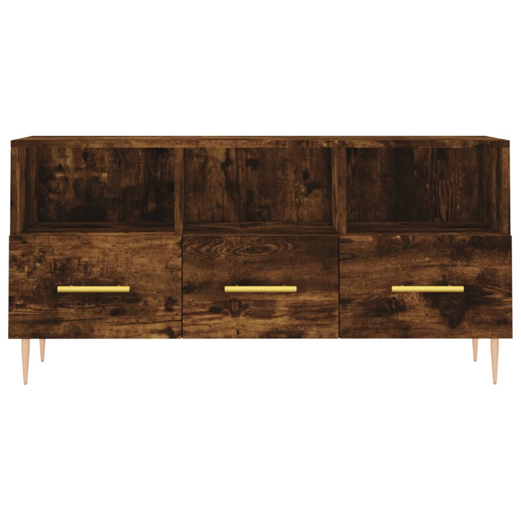 Meuble TV 102x36x50 cm ouvré en bois couleur chêne