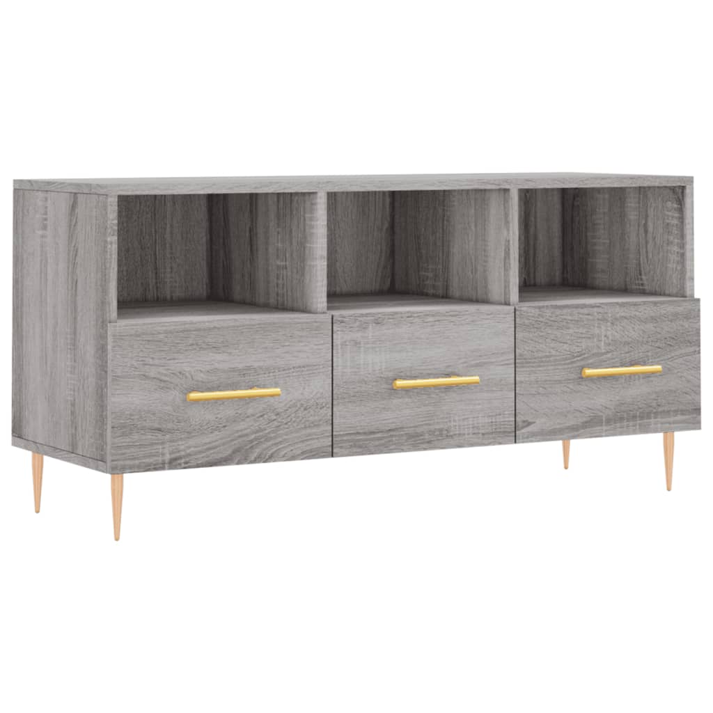 Meuble TV 102x36x50 cm ouvré en bois couleur chêne