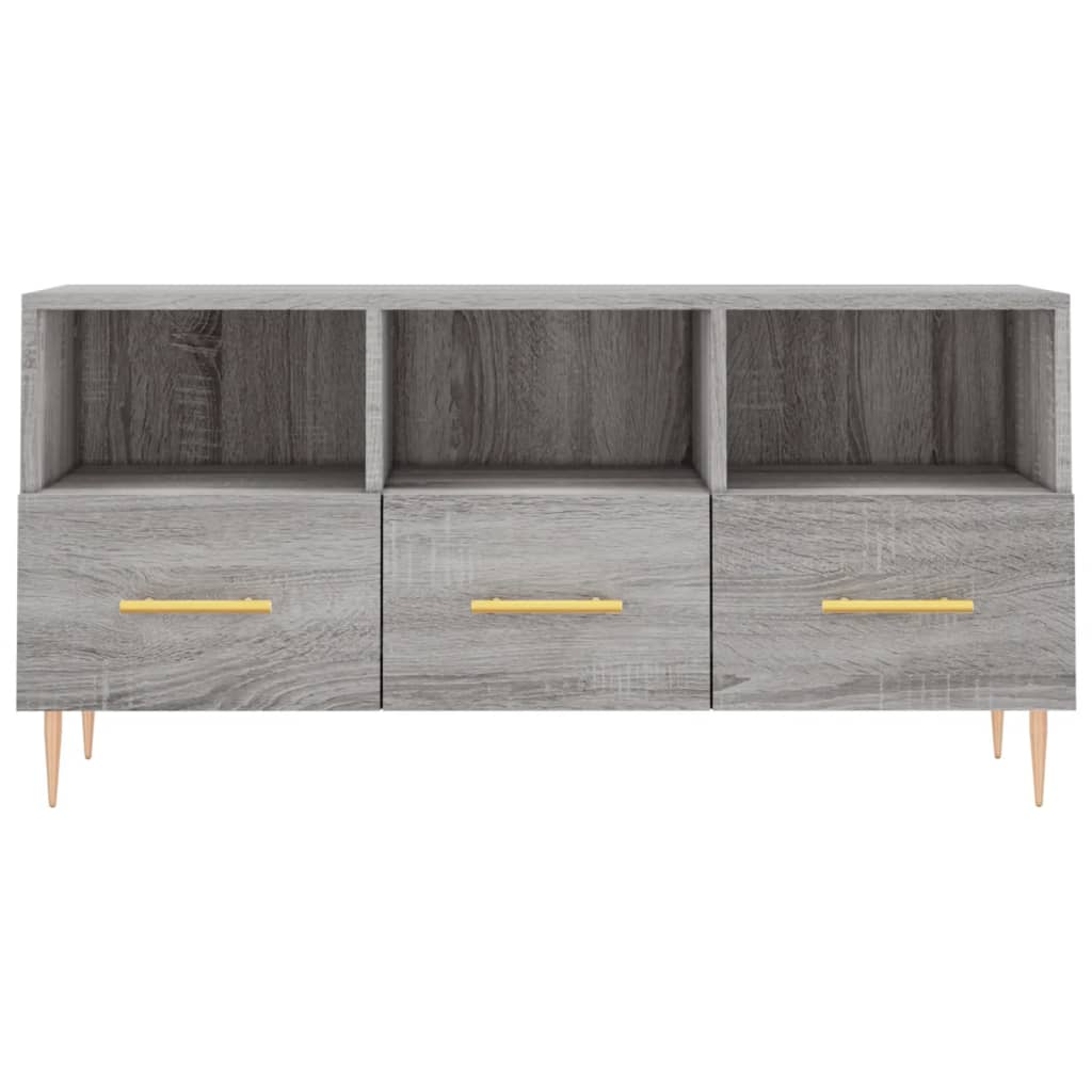 Meuble TV 102x36x50 cm ouvré en bois couleur chêne