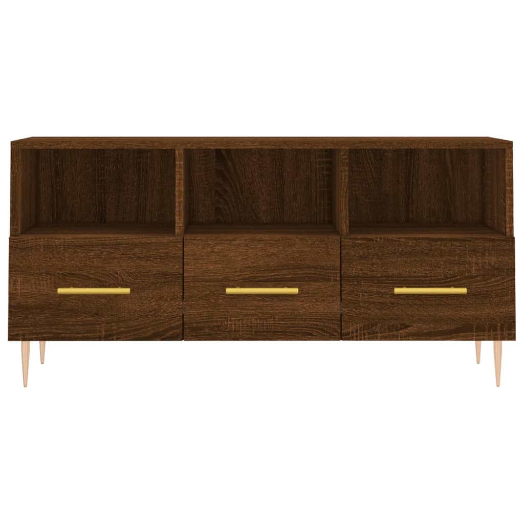 Meuble TV 102x36x50 cm ouvré en bois couleur chêne