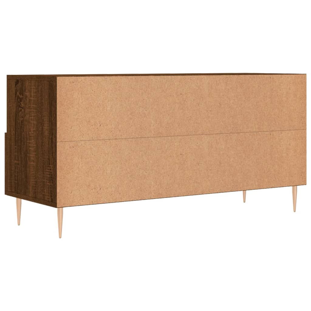 Meuble TV 102x36x50 cm ouvré en bois couleur chêne