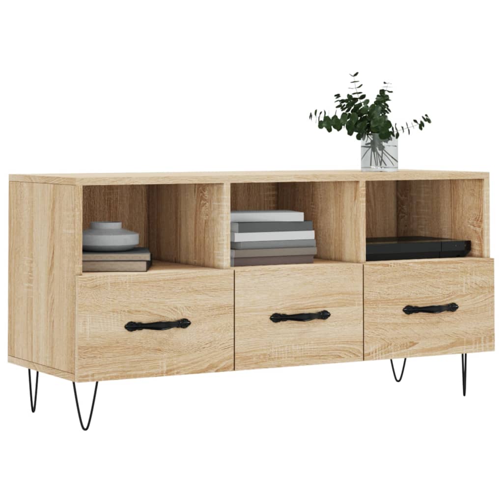 Meuble TV 102x36x50 cm en bois travaillé