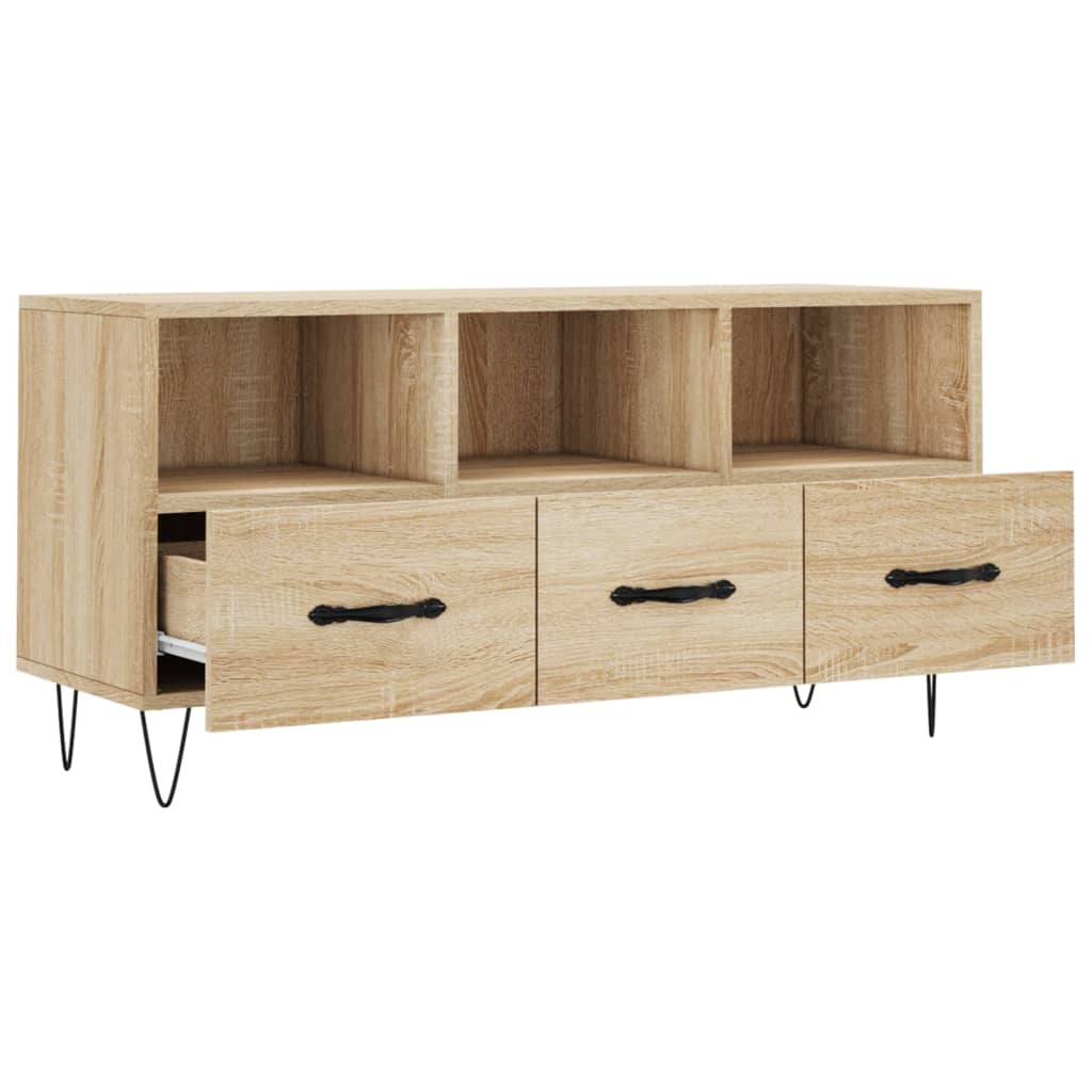 Meuble TV 102x36x50 cm en bois travaillé