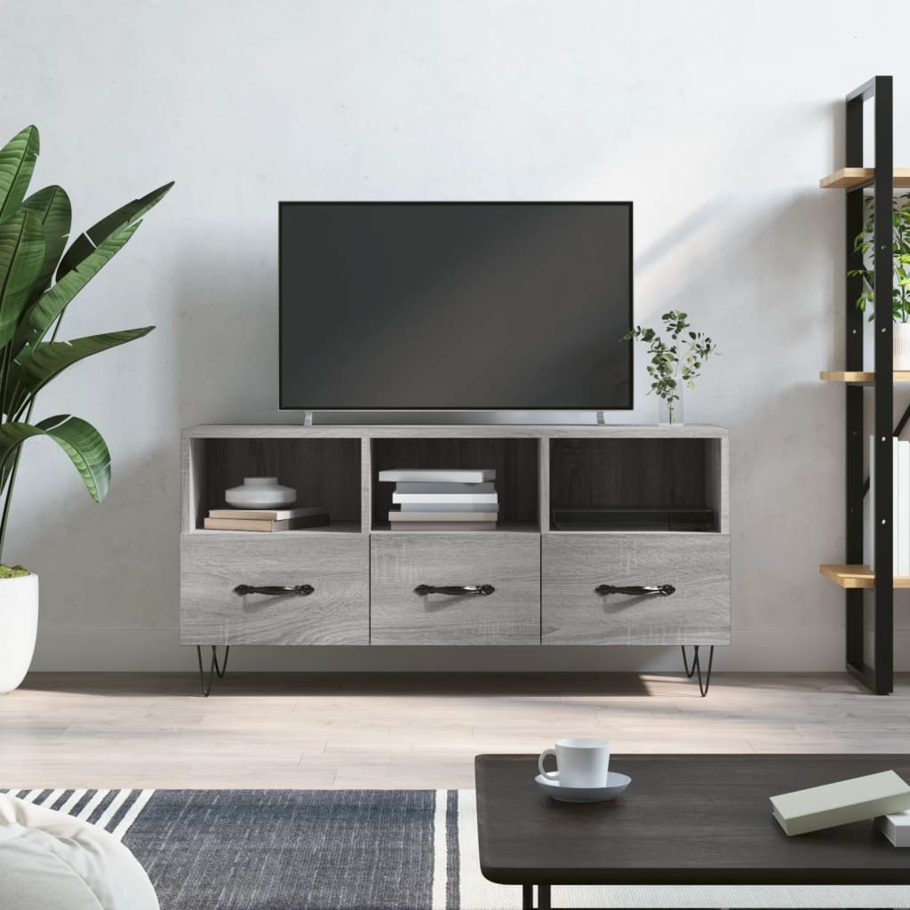 Meuble TV 102x36x50 cm en bois travaillé