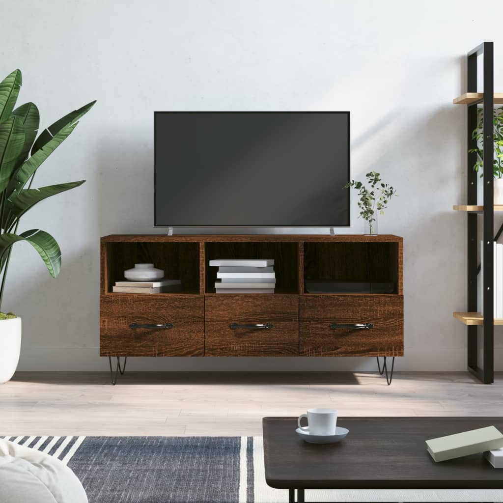 Meuble TV 102x36x50 cm en bois travaillé