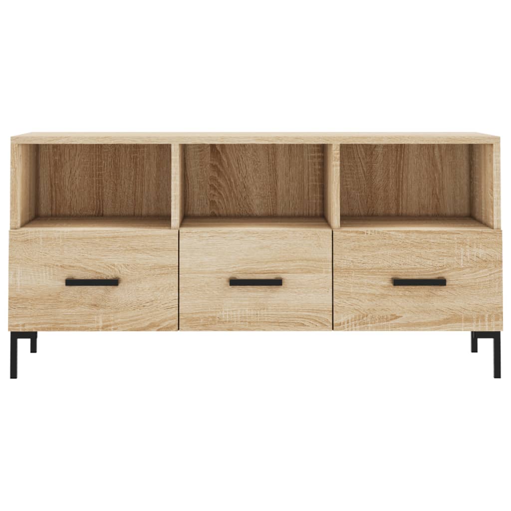 Meuble TV 102x36x50 cm ouvré en bois couleur chêne