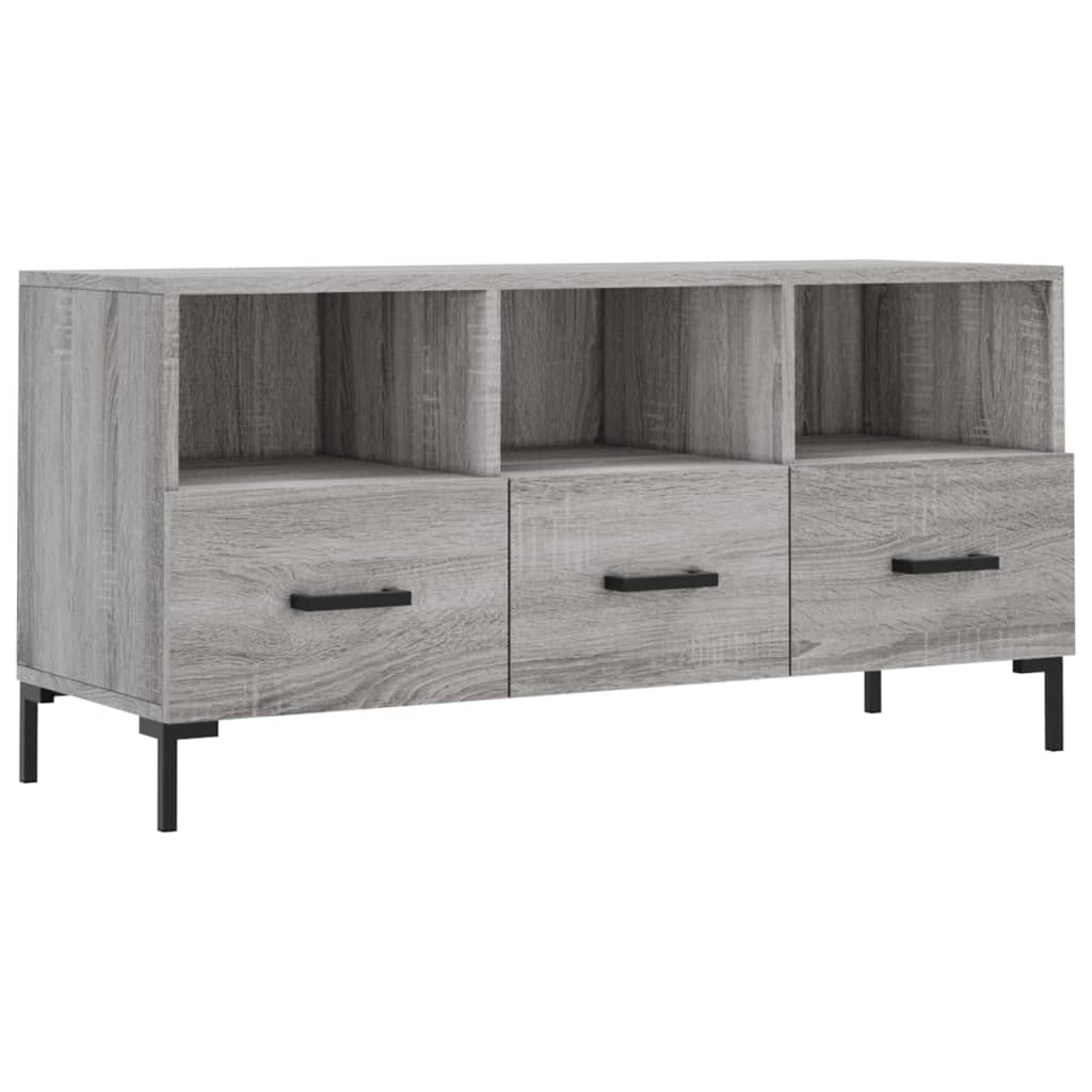 Meuble TV 102x36x50 cm ouvré en bois couleur chêne