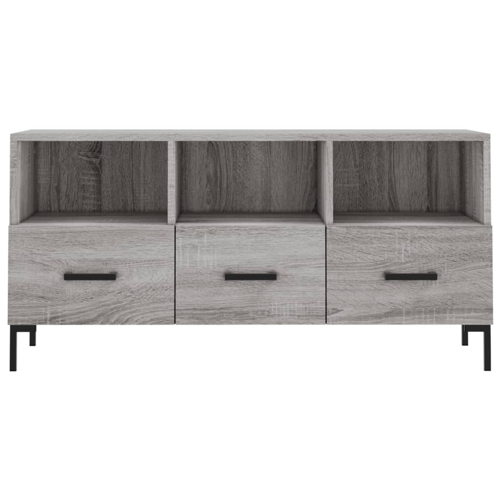 Meuble TV 102x36x50 cm ouvré en bois couleur chêne