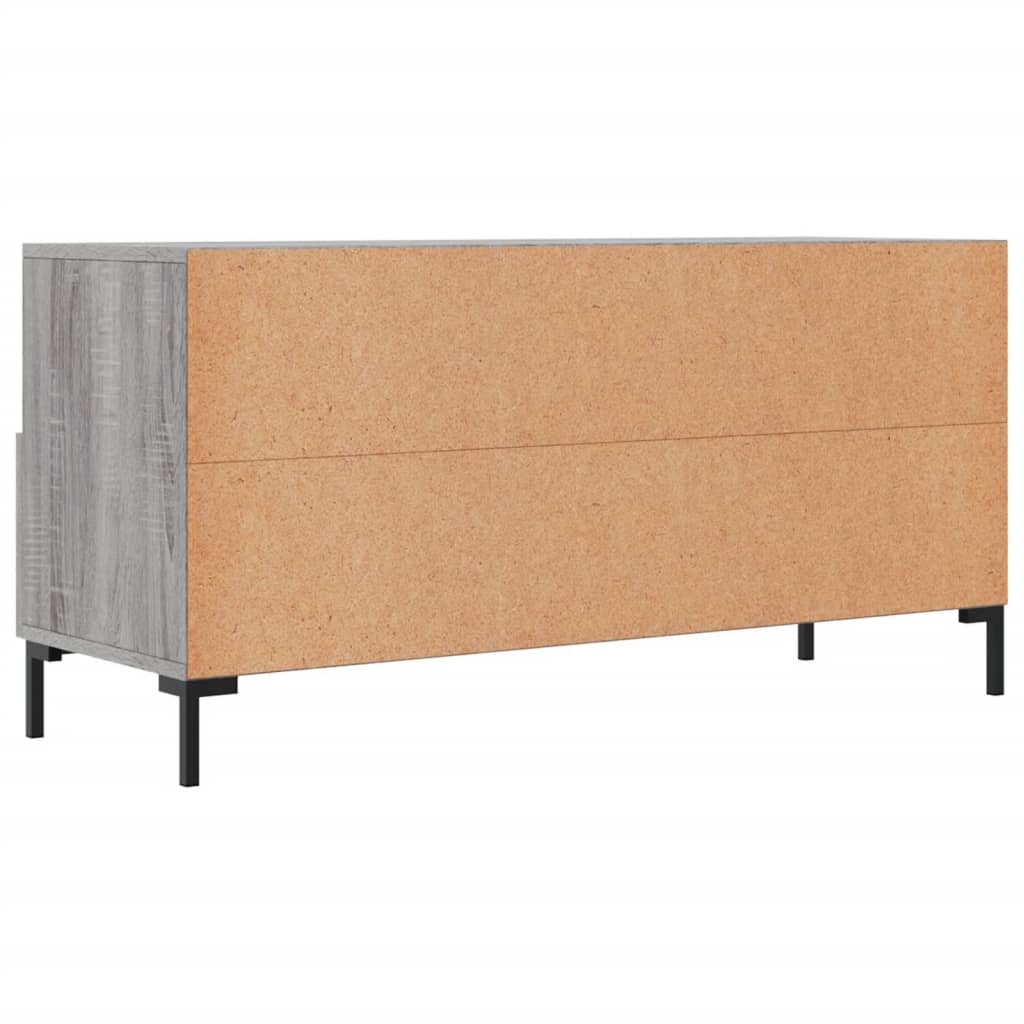 Meuble TV 102x36x50 cm ouvré en bois couleur chêne