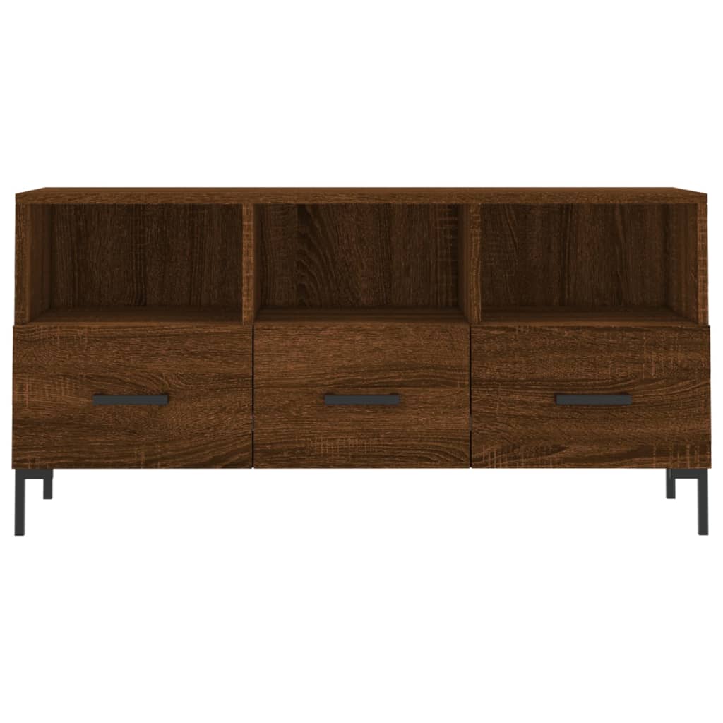 Meuble TV 102x36x50 cm ouvré en bois couleur chêne