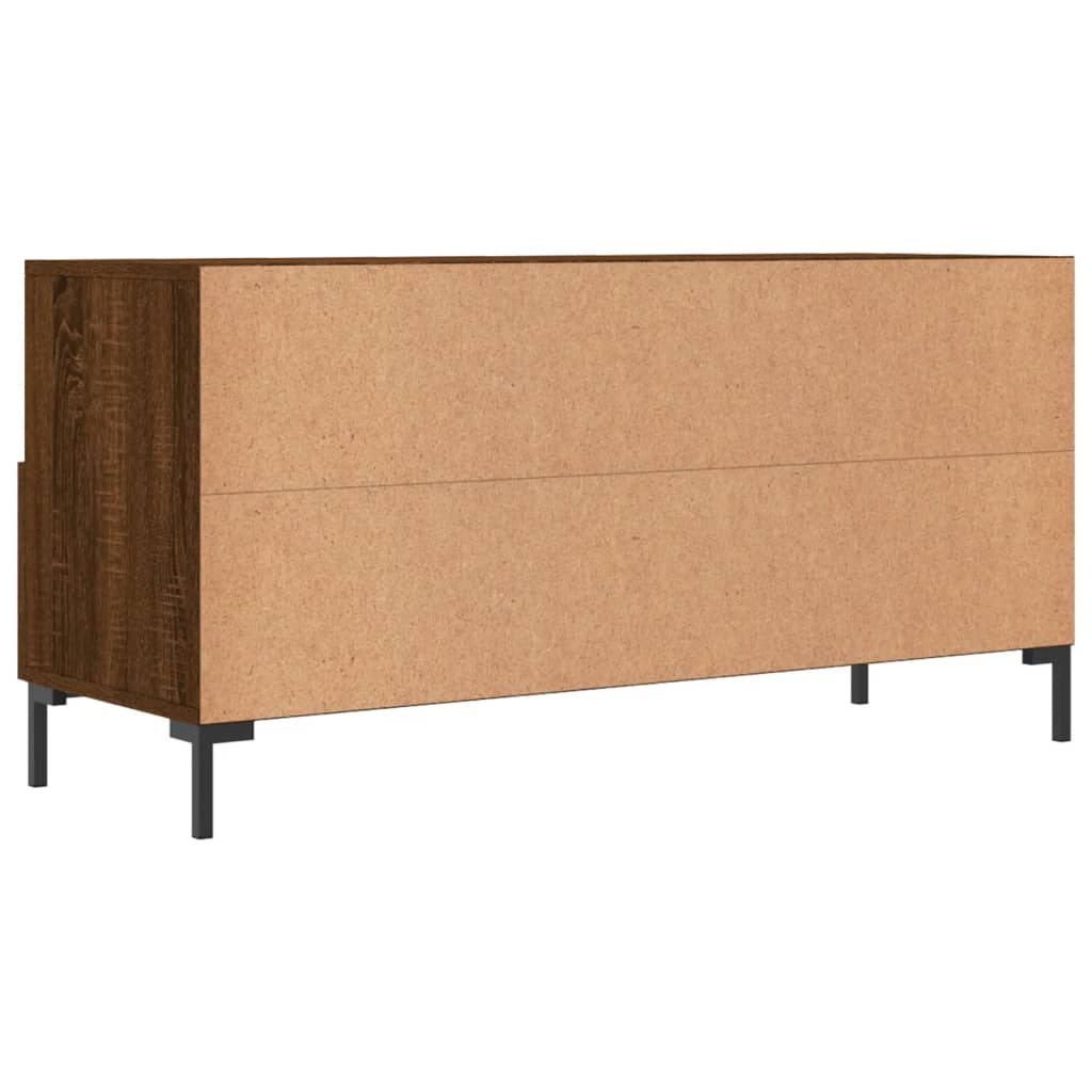 Meuble TV 102x36x50 cm ouvré en bois couleur chêne