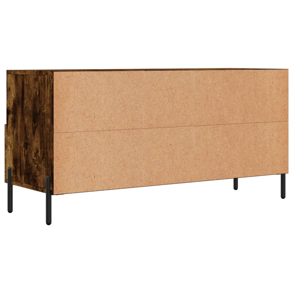 Meuble TV 102x36x50 cm ouvré en bois couleur chêne