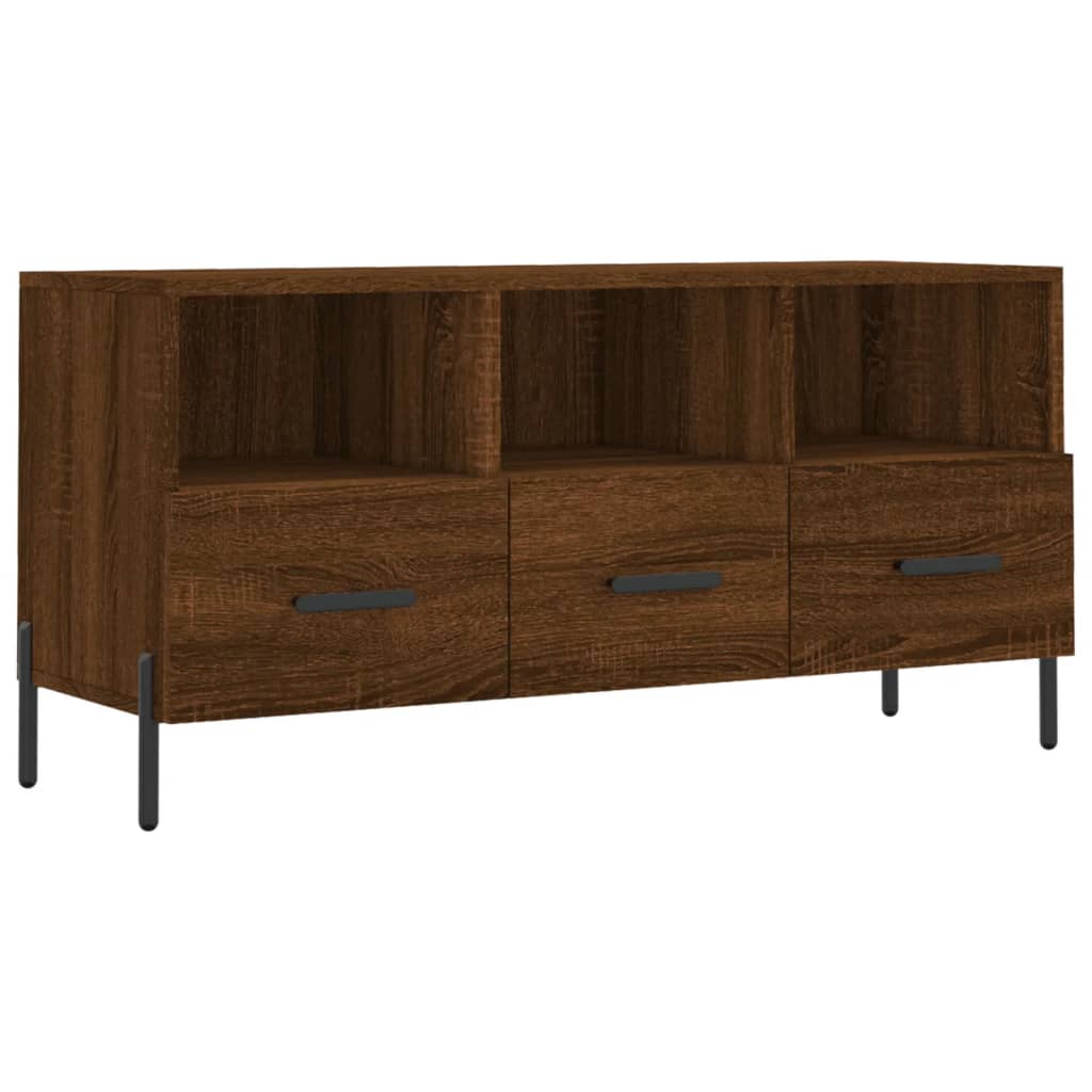 Meuble TV 102x36x50 cm ouvré en bois couleur chêne