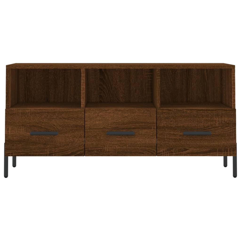 Meuble TV 102x36x50 cm ouvré en bois couleur chêne