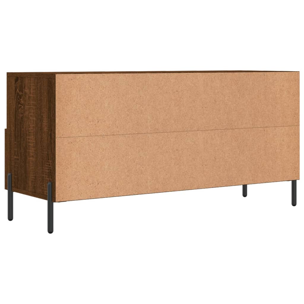 Meuble TV 102x36x50 cm ouvré en bois couleur chêne