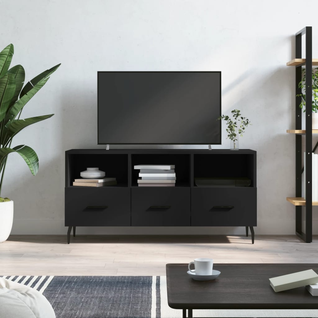 Meuble TV 102x36x50 cm ouvré en bois couleur chêne