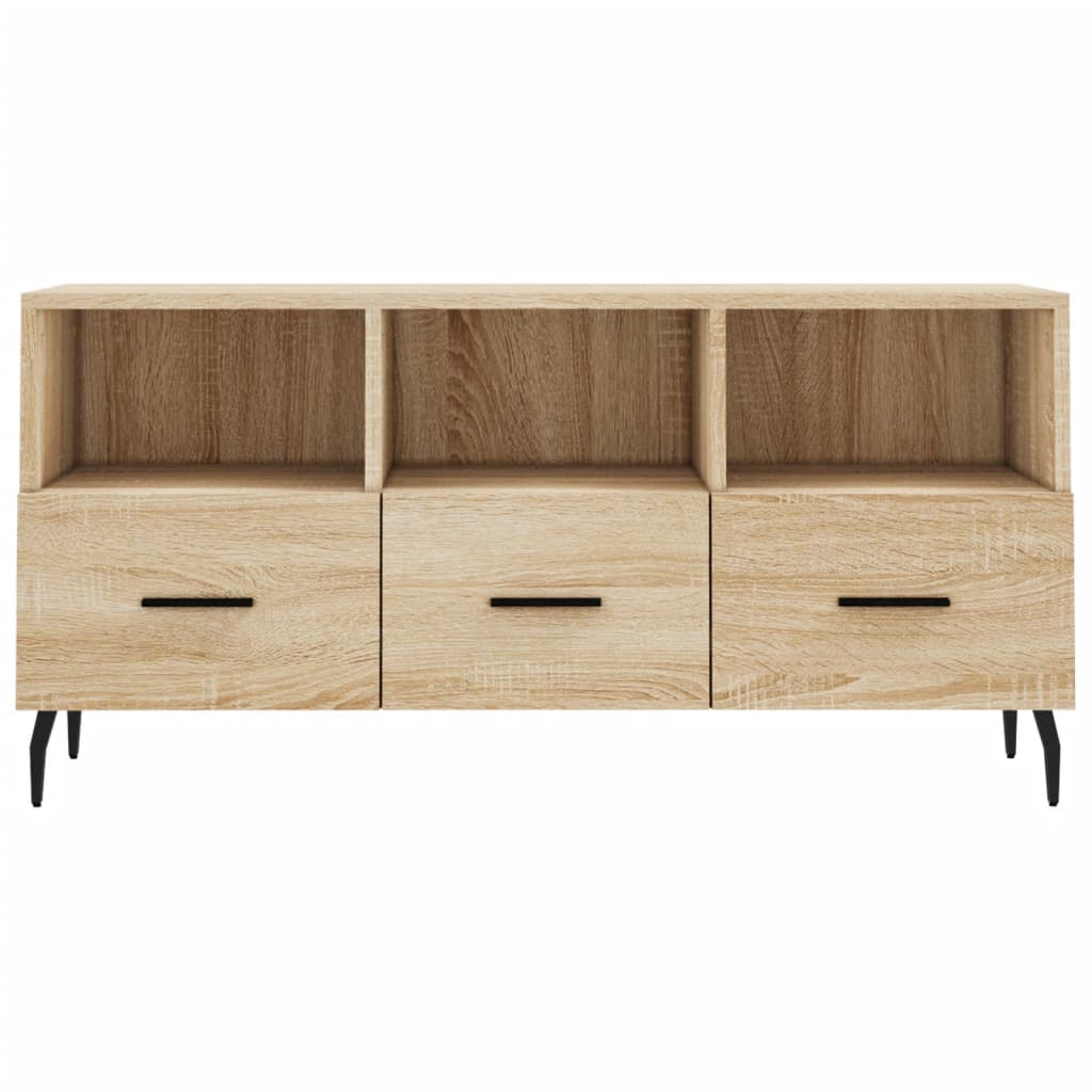 Meuble TV 102x36x50 cm ouvré en bois couleur chêne