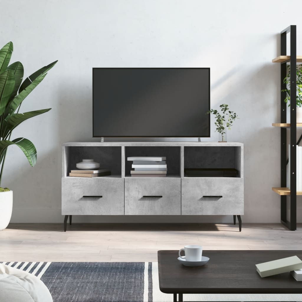 Meuble TV 102x36x50 cm ouvré en bois couleur chêne