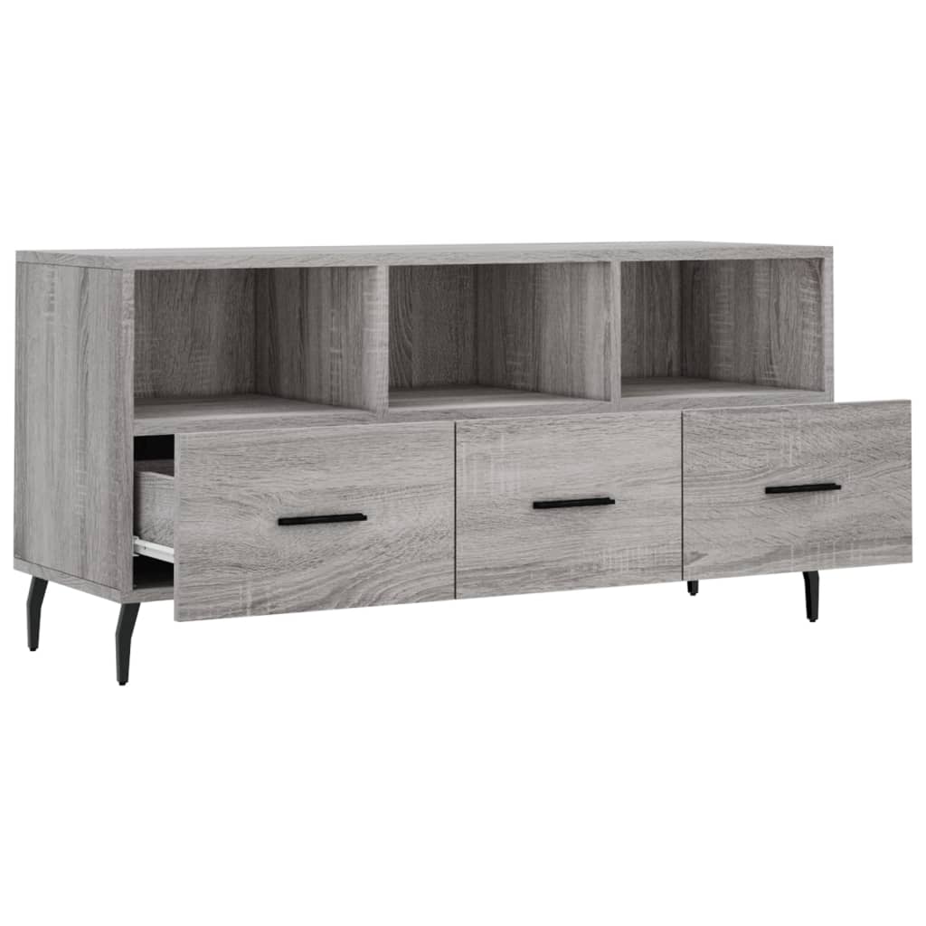 Meuble TV 102x36x50 cm ouvré en bois couleur chêne