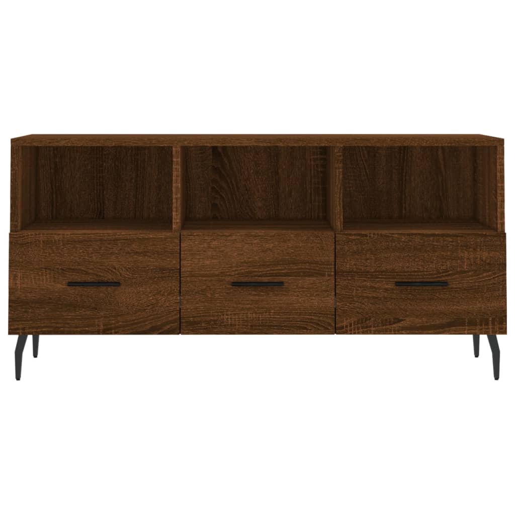 Meuble TV 102x36x50 cm ouvré en bois couleur chêne