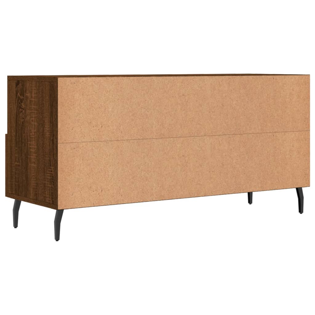 Meuble TV 102x36x50 cm ouvré en bois couleur chêne