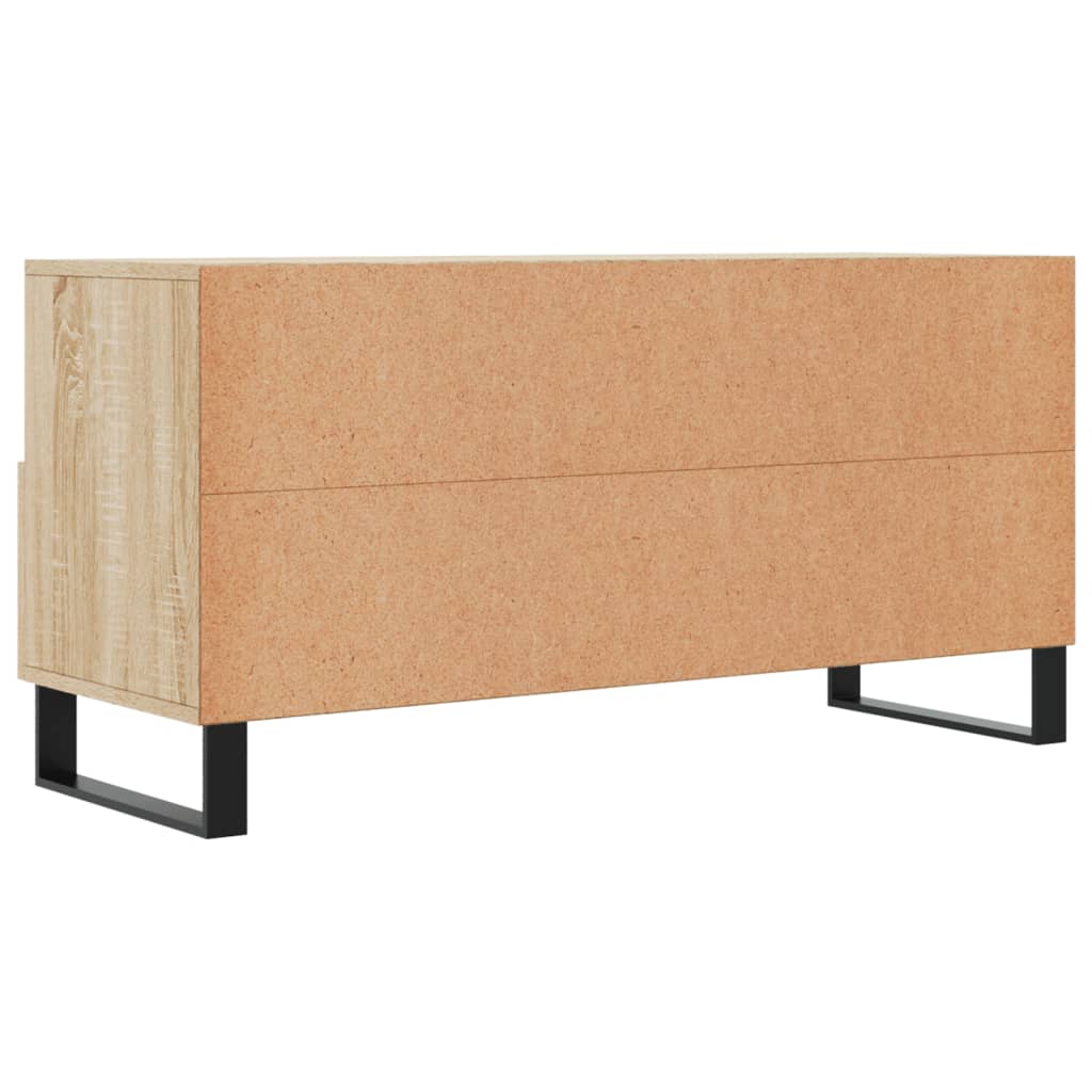 Meuble TV 102x36x50 cm ouvré en bois couleur chêne