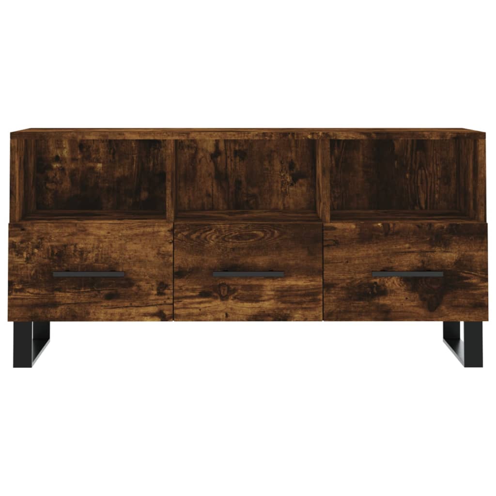 Meuble TV 102x36x50 cm ouvré en bois couleur chêne