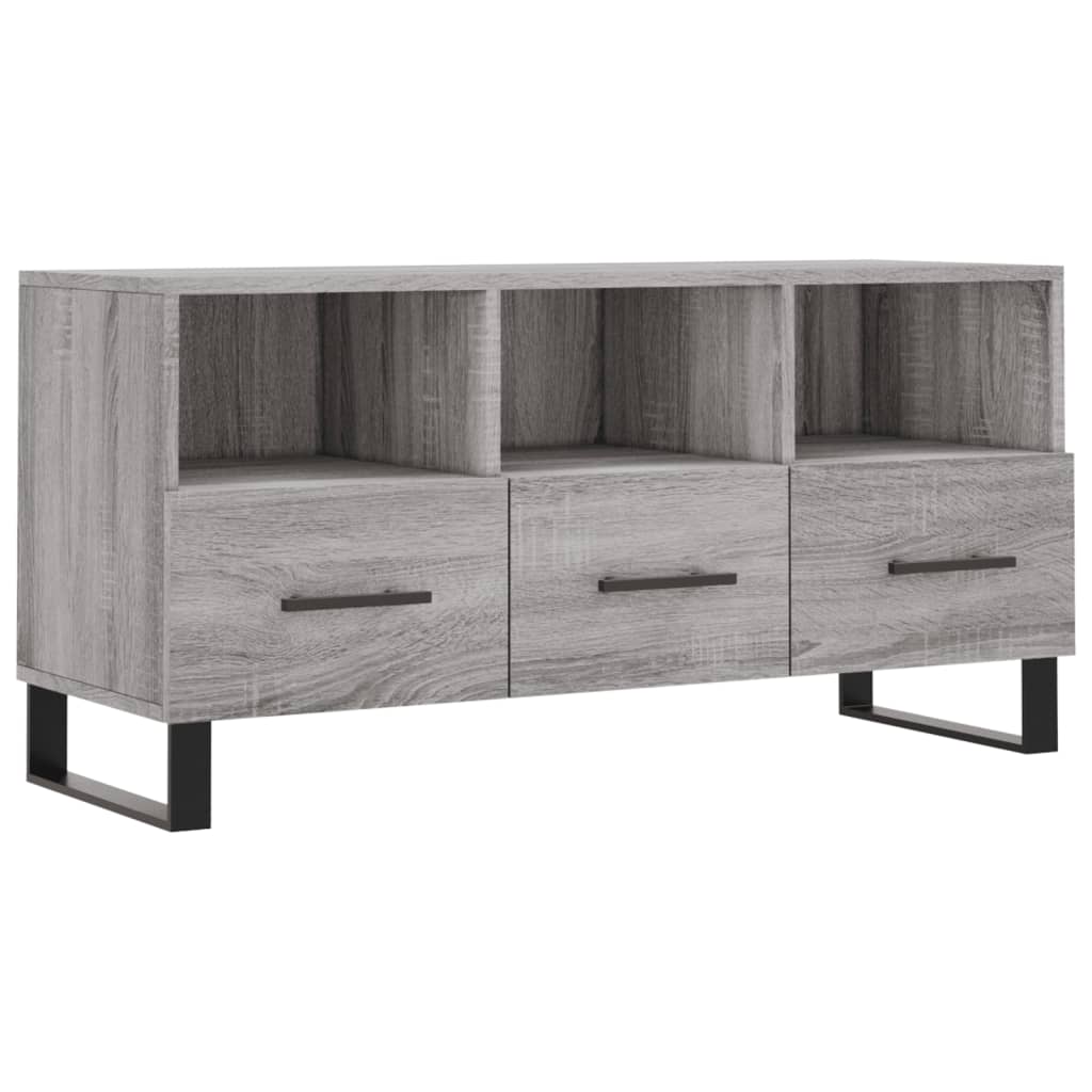 Meuble TV 102x36x50 cm ouvré en bois couleur chêne