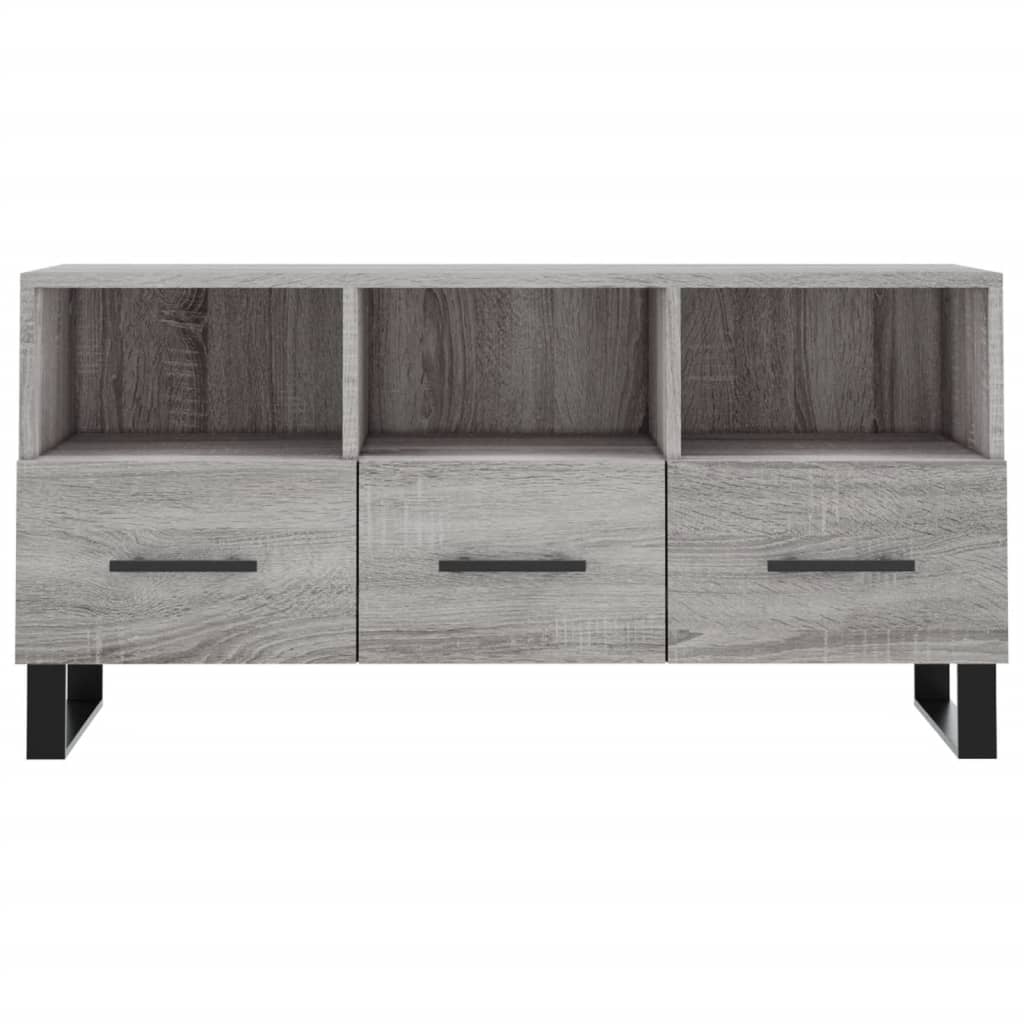 Meuble TV 102x36x50 cm ouvré en bois couleur chêne